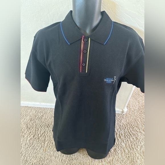 Other - Men’s black absolut Vodka knit polo shirt size L large button pre own as is